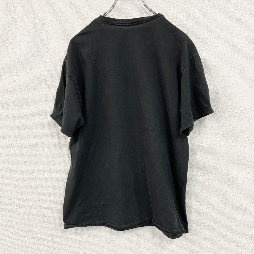 半袖プリントTシャツ　メッセージT　4連プリント　英字プリント　黒　ブラック　古着