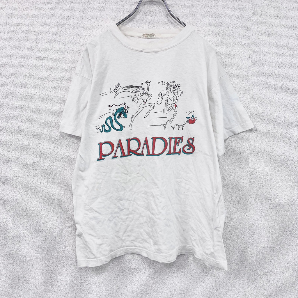 古着 used　90s　PARADIES　半袖プリントTシャツ　エロT　ヴィンテージ　白　ホワイト　