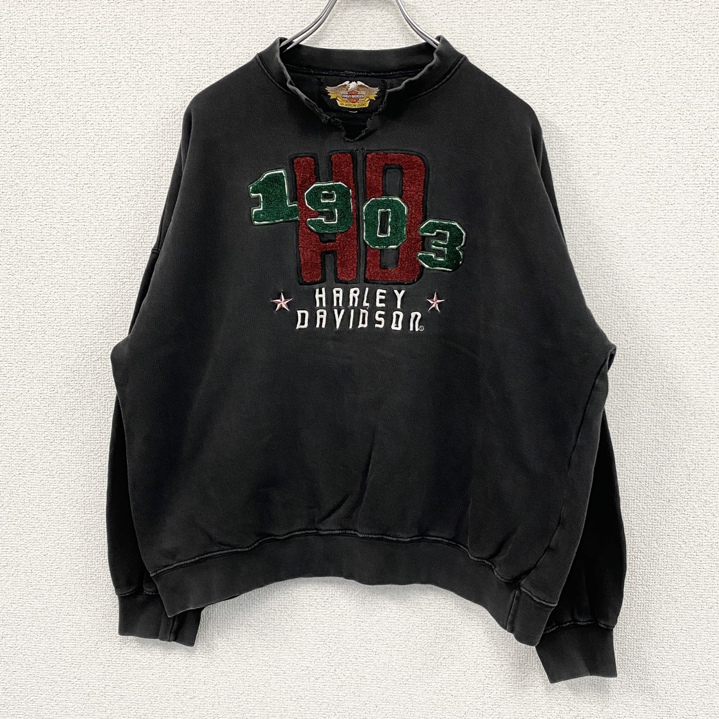 90s～　HARLEY DAVIDSON　ハーレーダビッドソン　スウェット/トレーナー　ヴィンテージ　黒　ブラック　Lサイズ