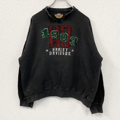 90s～　HARLEY DAVIDSON　ハーレーダビッドソン　スウェット/トレーナー　ヴィンテージ　黒　ブラック　Lサイズ