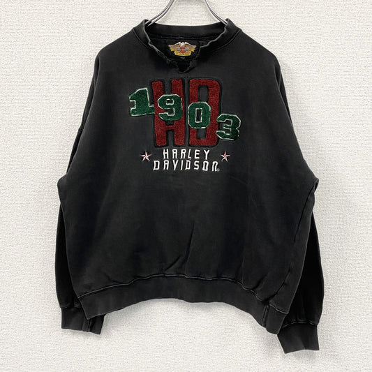 90s～　HARLEY DAVIDSON　ハーレーダビッドソン　スウェット/トレーナー　ヴィンテージ　黒　ブラック　Lサイズ