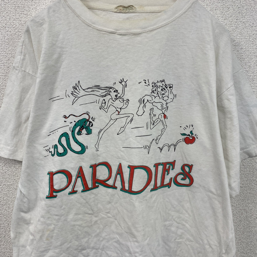 古着 used　90s　PARADIES　半袖プリントTシャツ　エロT　ヴィンテージ　白　ホワイト　
