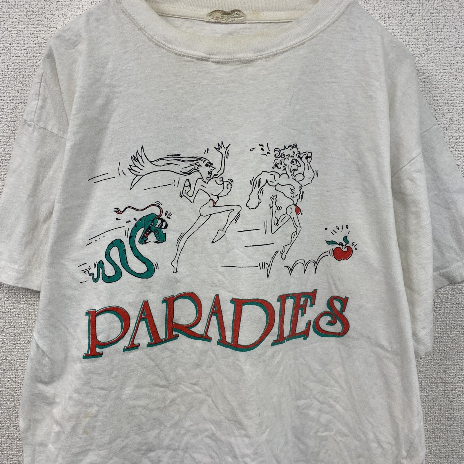 古着 used　90s　PARADIES　半袖プリントTシャツ　エロT　ヴィンテージ　白　ホワイト　