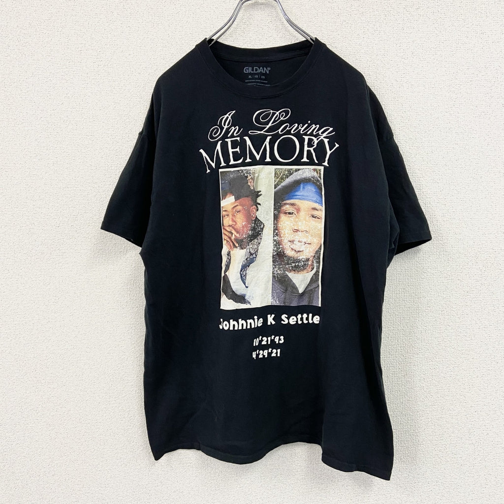 GILDAN　ギルダン　半袖プリントTシャツ　人物T　誰やねん　黒　ブラック　XLサイズ　古着