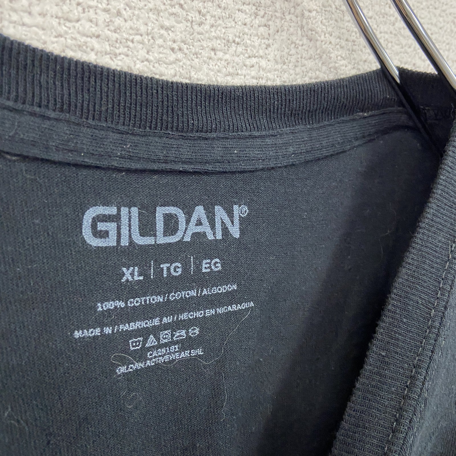 GILDAN　ギルダン　半袖プリントTシャツ　人物T　誰やねん　黒　ブラック　XLサイズ　古着