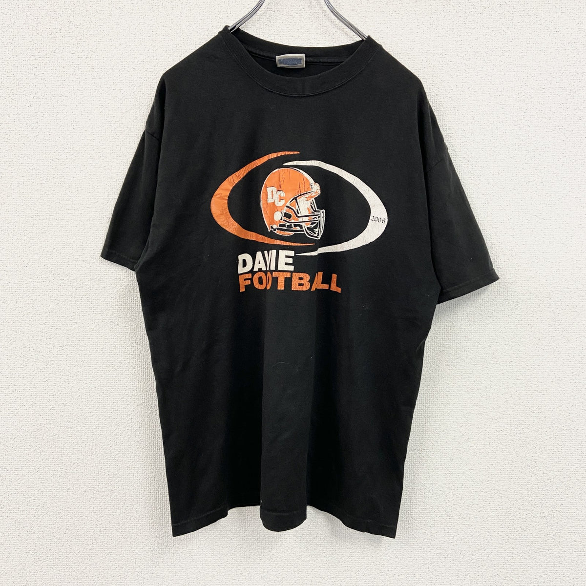00s　Hanes　ヘインズ　半袖スポーツプリントTシャツ　フットボール　ヴィンテージ　黒　ブラック　Lサイズ　古着