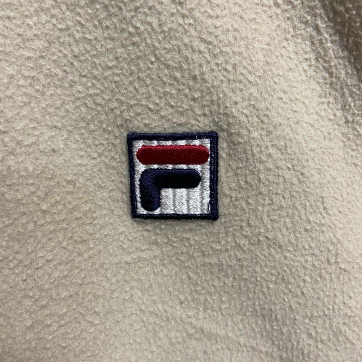 FILA　フィラ　ハーフジップフリースジャケット/ボアジャケット　ワンポイント　刺繍ロゴ　アイボリー　Mサイズ　古着