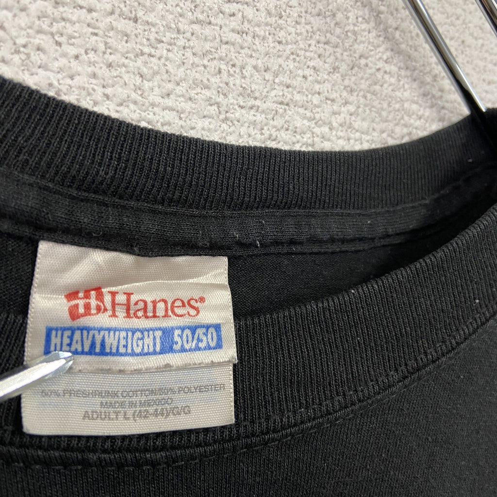 00s　Hanes　ヘインズ　半袖スポーツプリントTシャツ　フットボール　ヴィンテージ　黒　ブラック　Lサイズ　古着