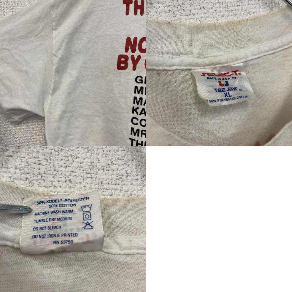 80s～　Selec-T　エリザベス世　半袖Tシャツ　メッセージT　シングルステッチ　ヴィンテージ　白　ホワイト　XLサイズ　古着