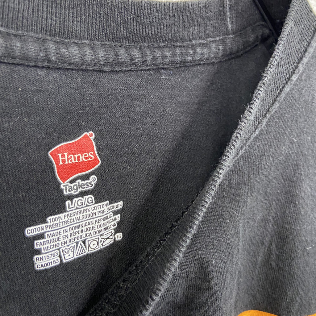 Hanes　ヘインズ　半袖プリントTシャツ　POLICE　両面プリント　黒　ブラック　Lサイズ　古着