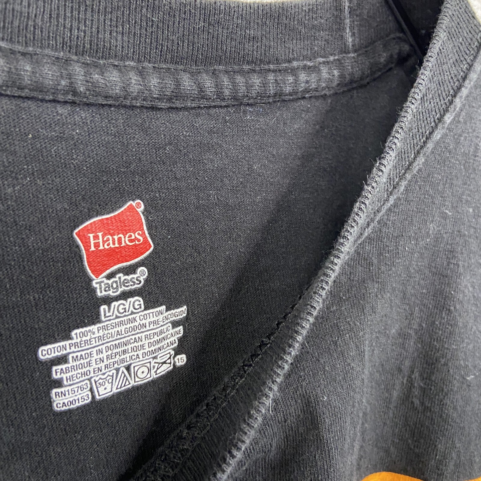 Hanes　ヘインズ　半袖プリントTシャツ　POLICE　両面プリント　黒　ブラック　Lサイズ　古着