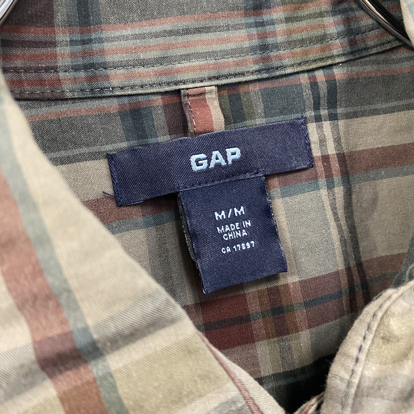 00s　OLD GAP　オールドギャップ　半袖チェックシャツ　ヴィンテージ　マルチカラー　茶　ブラウン　Mサイズ