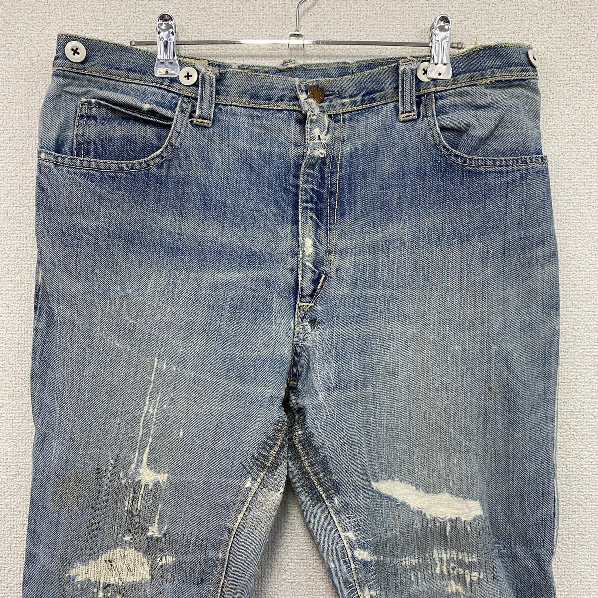 ELJOHN　エルジョン　ダメージデニムパンツ/ジーンズ　縦落ち　フェード　ジップフライ　インディゴ メンズ 古着