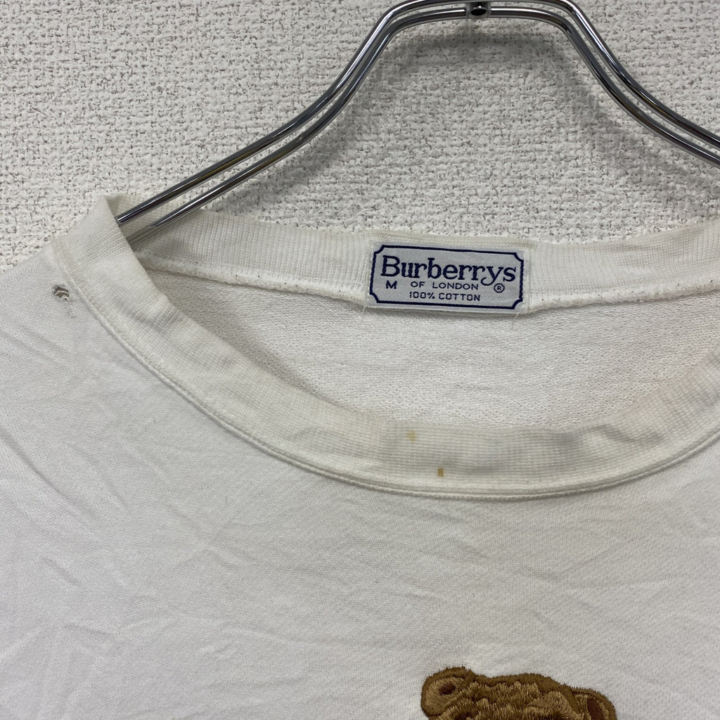 90s　Burberrys　バーバリー　スウェット/トレーナー　白　ホワイト　Mサイズ スウェットトップス メンズ コットン 古着