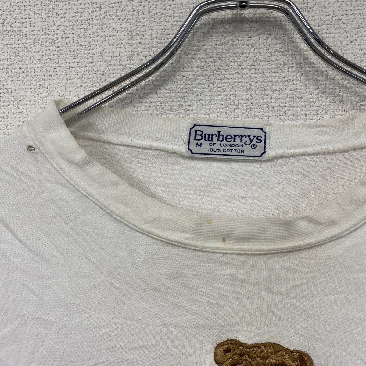 90s　Burberrys　バーバリー　スウェット/トレーナー　白　ホワイト　Mサイズ スウェットトップス メンズ コットン 古着
