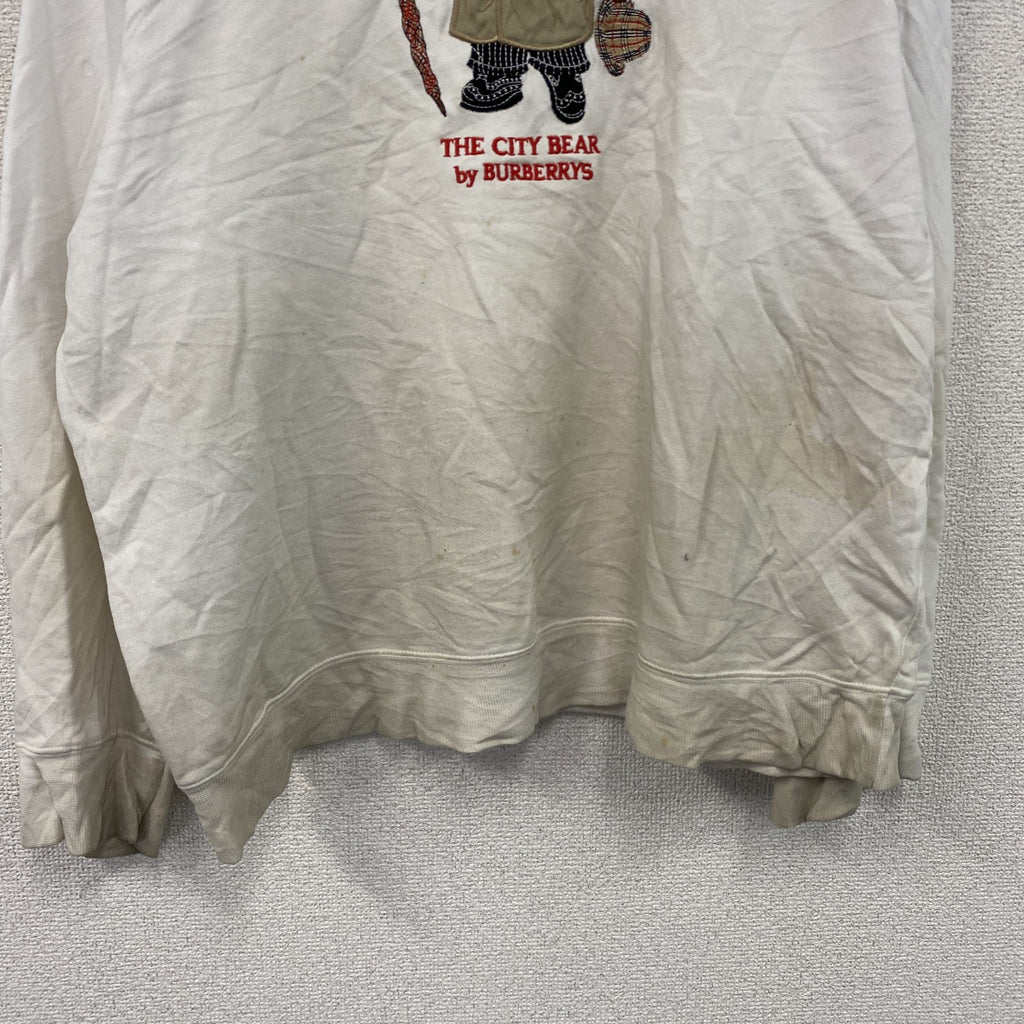 90s　Burberrys　バーバリー　スウェット/トレーナー　白　ホワイト　Mサイズ スウェットトップス メンズ コットン 古着