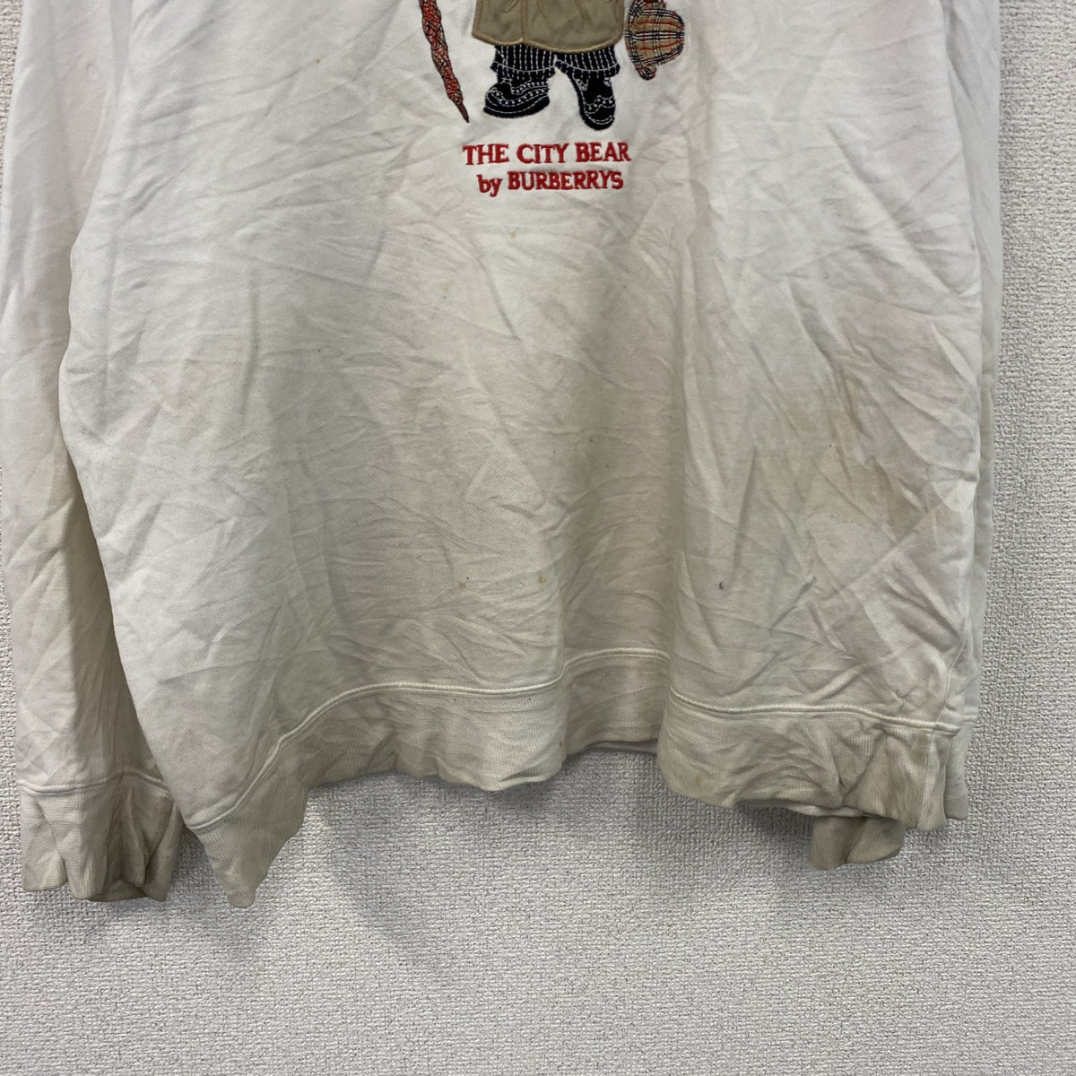 90s　Burberrys　バーバリー　スウェット/トレーナー　白　ホワイト　Mサイズ スウェットトップス メンズ コットン 古着