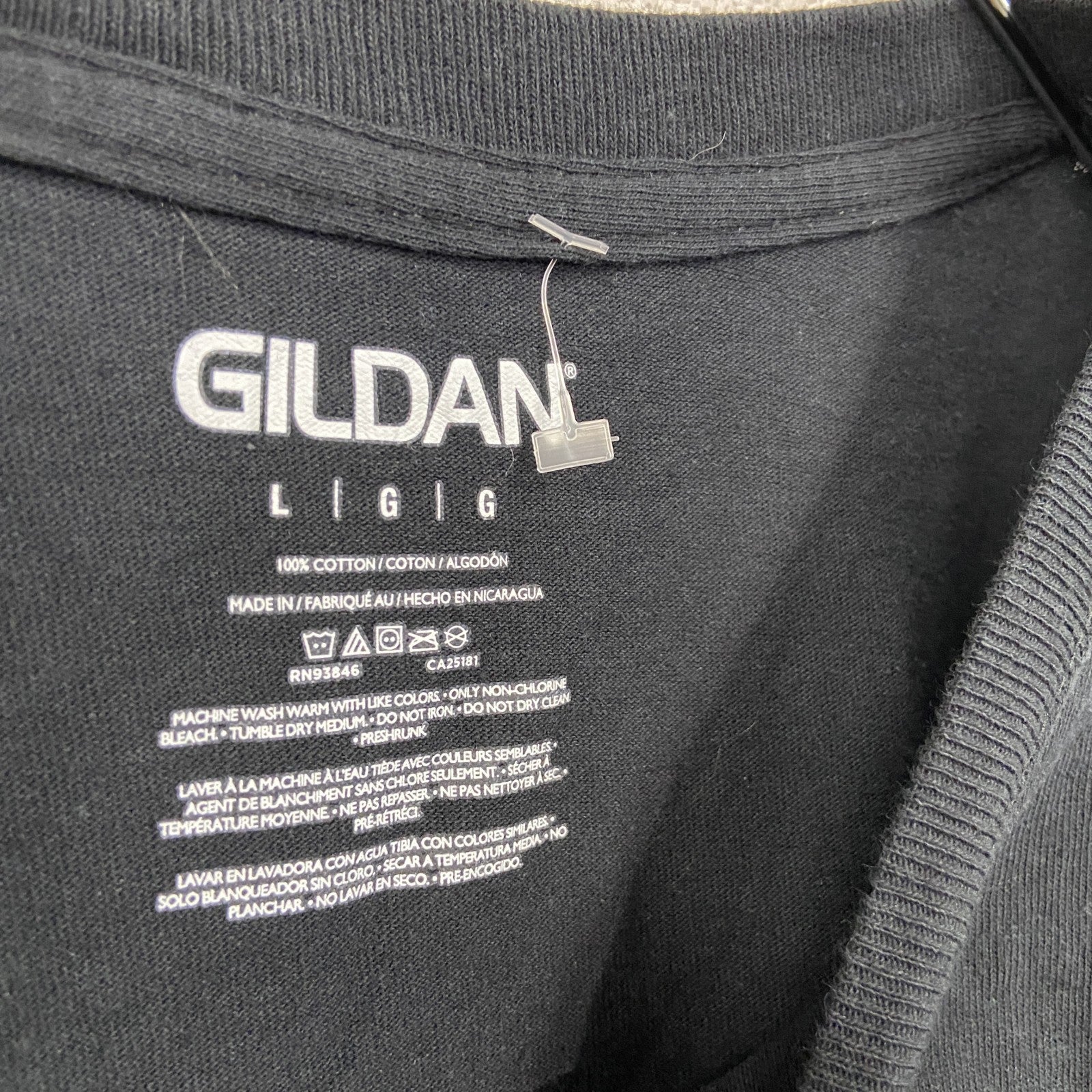 GILDAN　ギルダン　半袖プリントTシャツ　人物T　誰やねん　黒　ブラック　Lサイズ　古着
