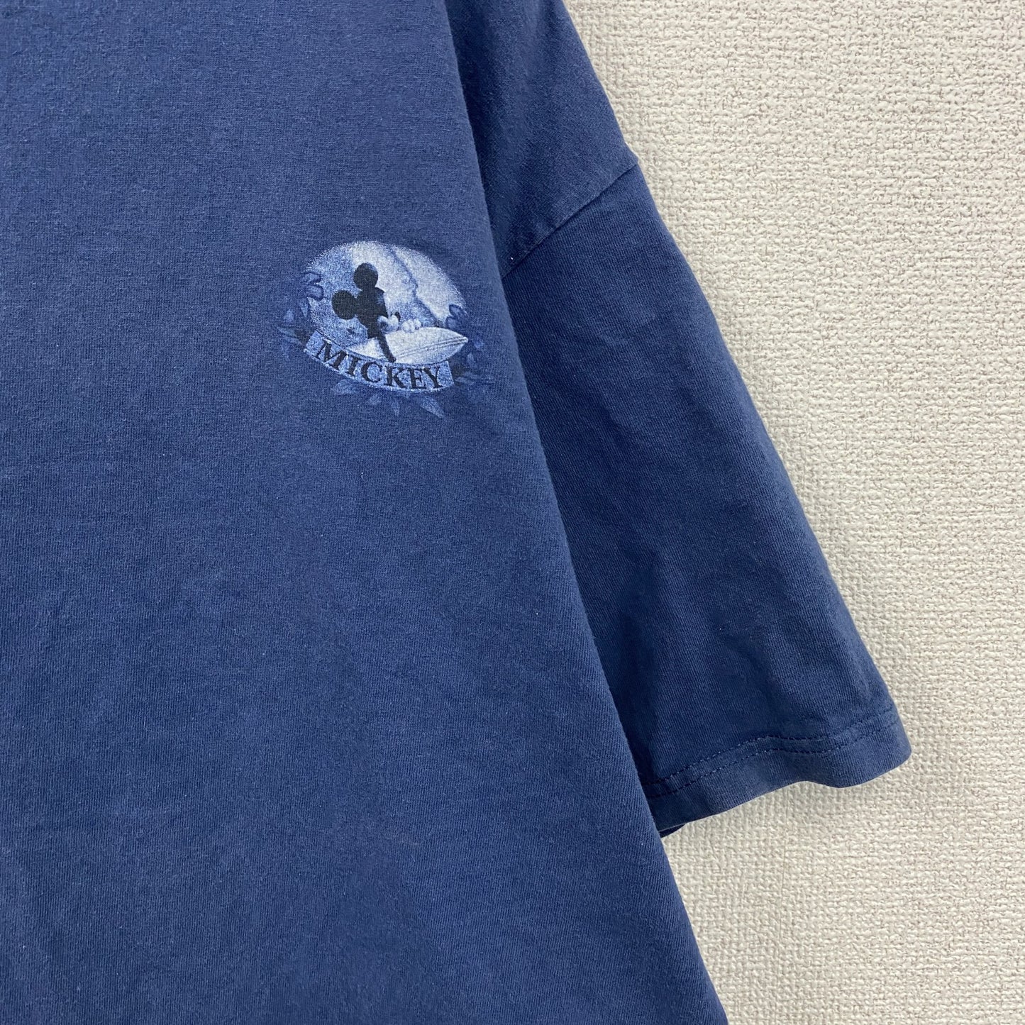 90s～　Disney　ディズニー　Mickey　ミッキー　半袖プリントTシャツ　ネイビー　Lサイズ　
