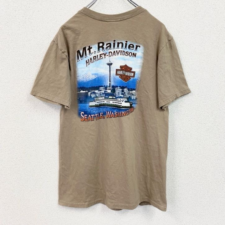 HARLEY DAVIDSON　ハーレーダビッドソン　半袖プリントTシャツ　茶色　ブラウン　Mサイズ