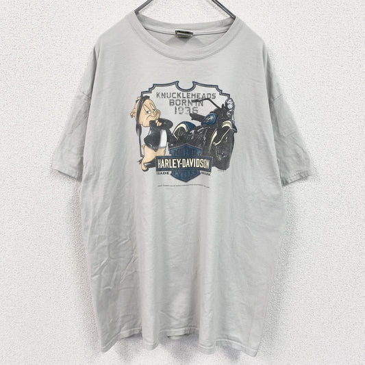 HARLEY DAVIDSON　ハーレーダビッドソン　半袖プリントTシャツ　灰色　ライトグレー　XLサイズ