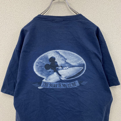 90s～　Disney　ディズニー　Mickey　ミッキー　半袖プリントTシャツ　ネイビー　Lサイズ　