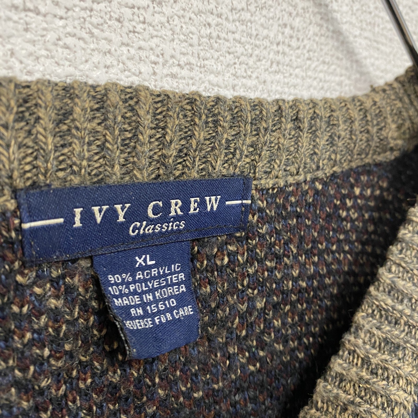 ～00s　IVY CREW　アクリルニットセーター　ヴィンテージ　総柄　マルチカラー　XLサイズ　古着