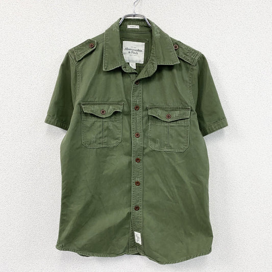 Abercrombie&Fitch　アバクロンビー&フィッチ　半袖ミリタリーシャツ　カーキ　Lサイズ