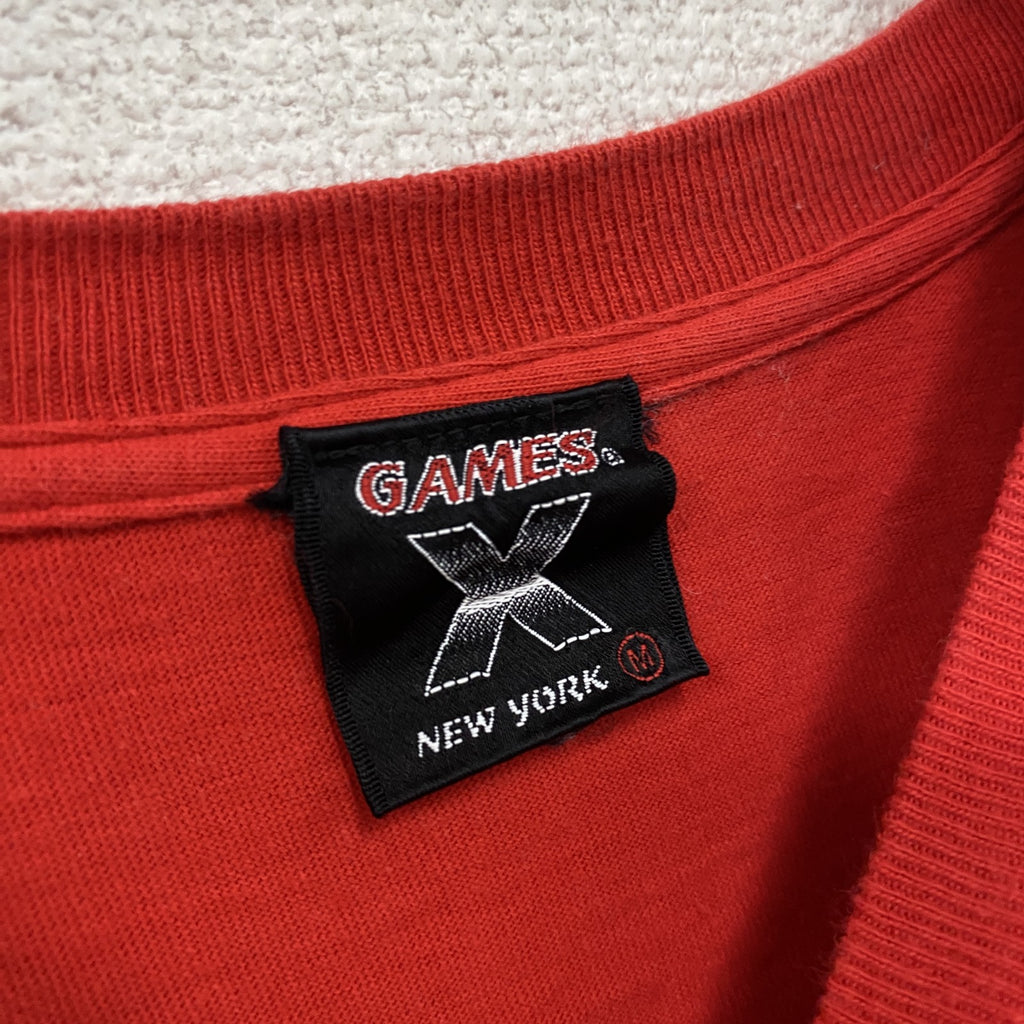 X-GAMES　エックスゲームズ　半袖プリントTシャツ　デカロゴ　赤　レッド　Mサイズ　古着