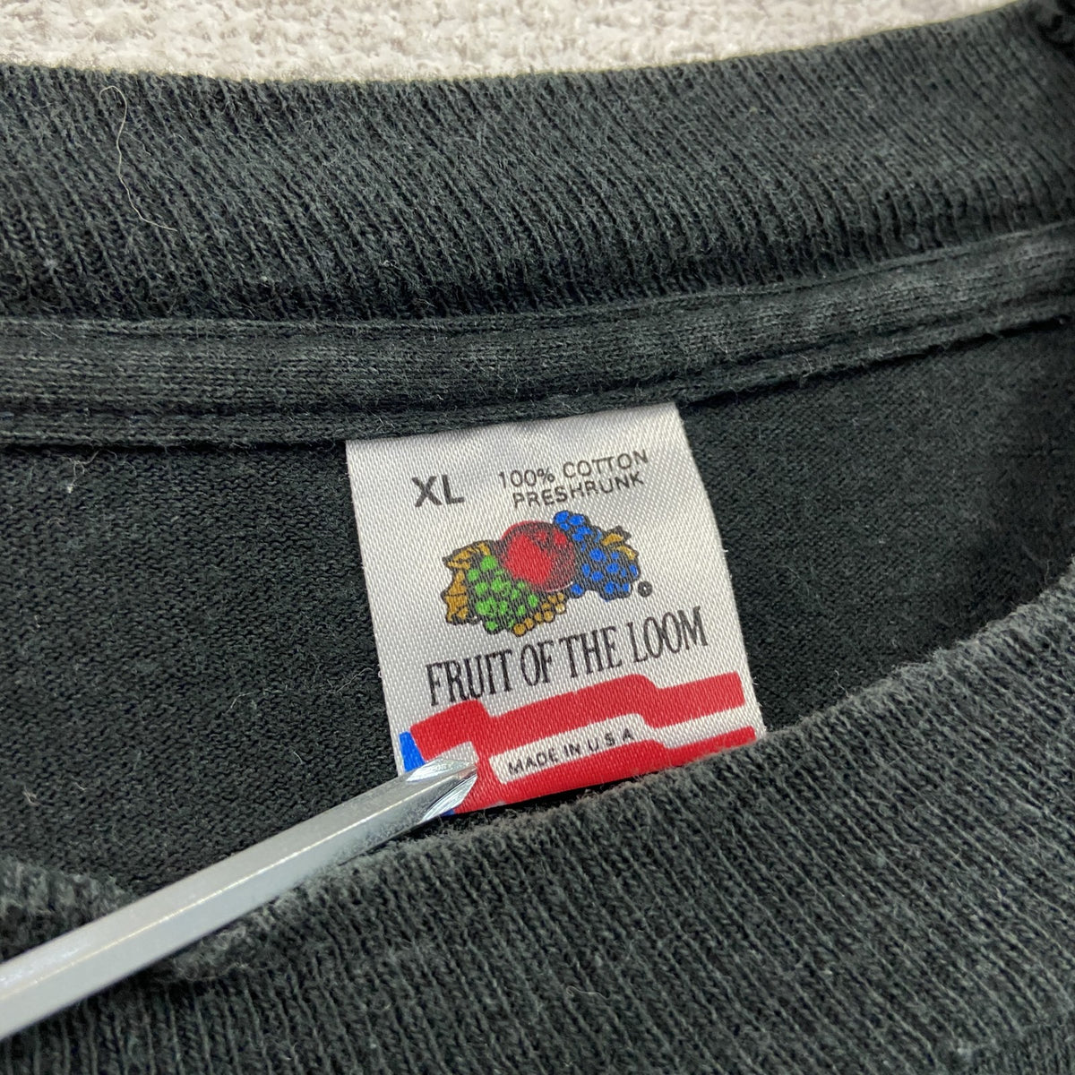 FRUIT OF THE LOOM　フルーツオブザルーム　長袖Tシャツ/ロンT　黒　ブラック　XLサイズ カットソー メンズ コットン 古着