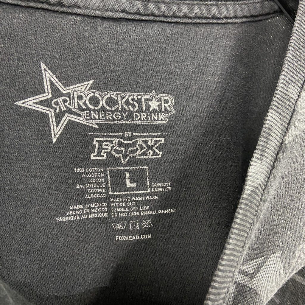 ROCK STAR　ロックスター　FOX RACING　フォックスレーシング　半袖プリントTシャツ　黒　ブラック　Lサイズ　古着