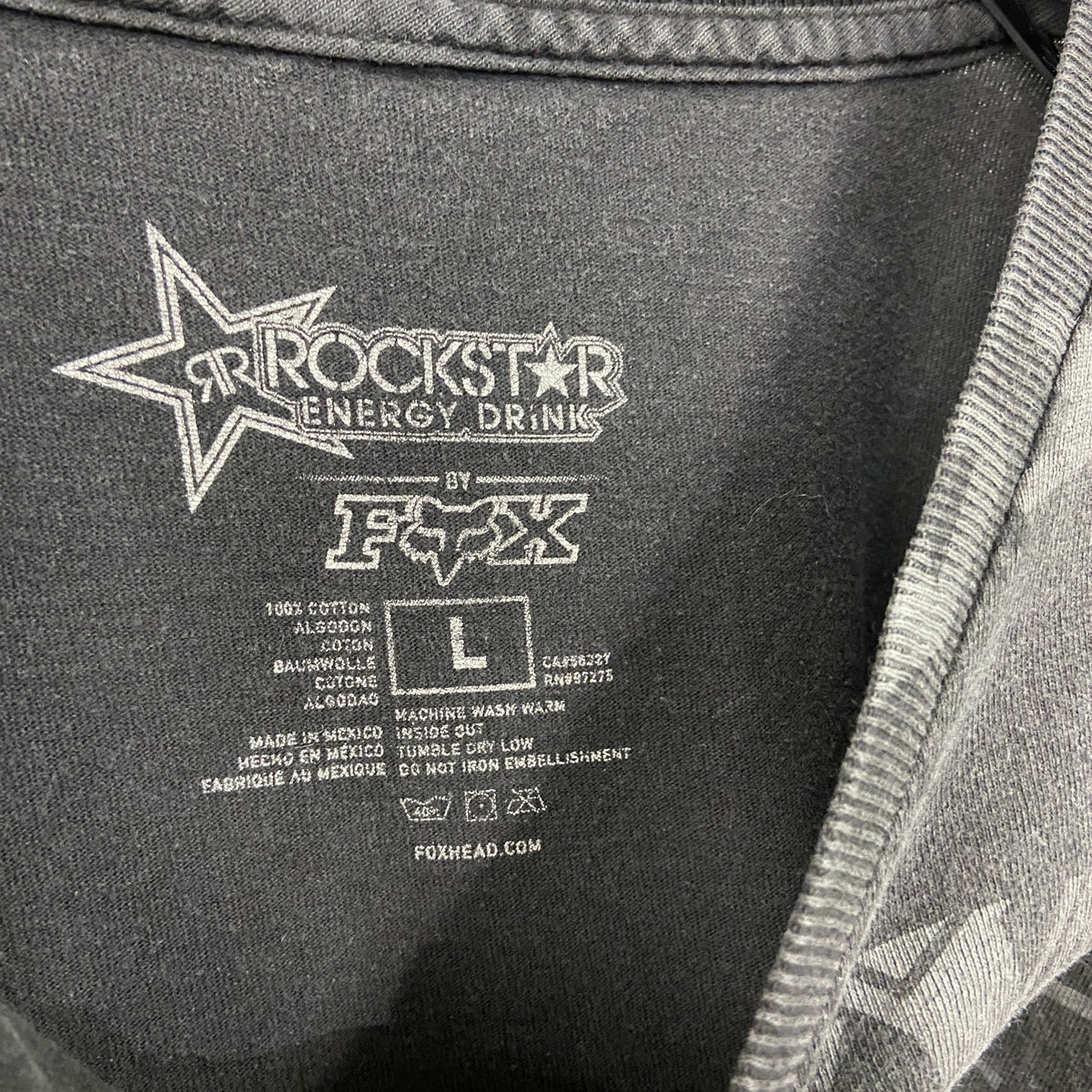 ROCK STAR　ロックスター　FOX RACING　フォックスレーシング　半袖プリントTシャツ　黒　ブラック　Lサイズ　古着