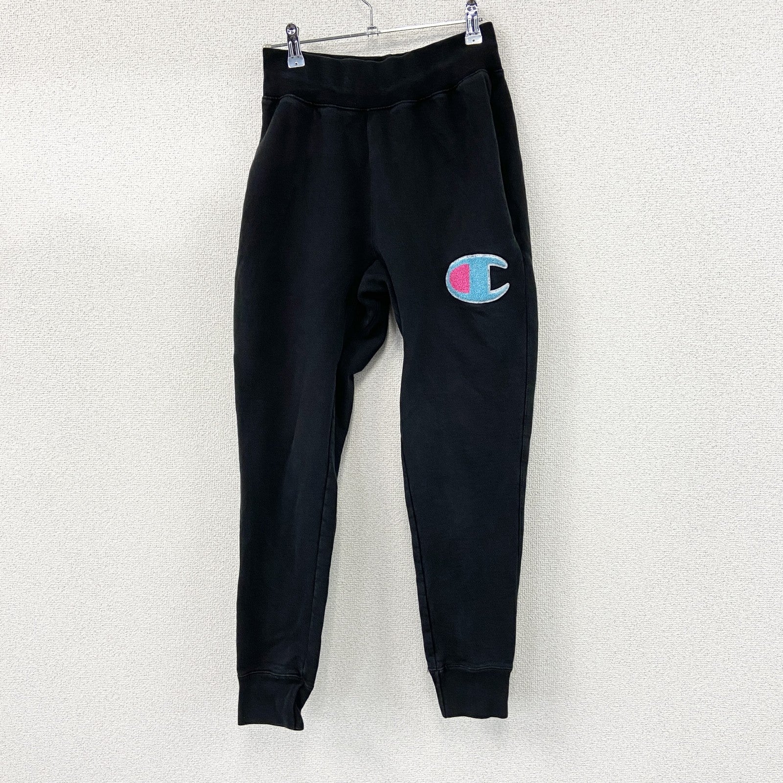 Champion　チャンピオン　リバースウィーブ　スウェットパンツ　ヘビーウエイト　デカロゴ　現行　黒　ブラック　Sサイズ　古着