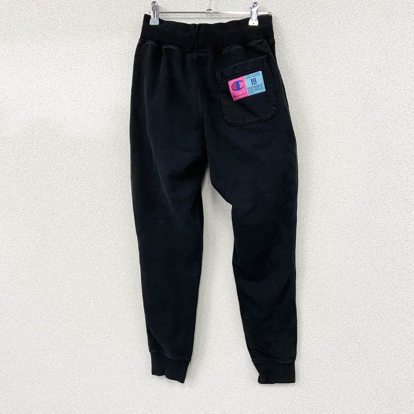 Champion　チャンピオン　リバースウィーブ　スウェットパンツ　ヘビーウエイト　デカロゴ　現行　黒　ブラック　Sサイズ　古着