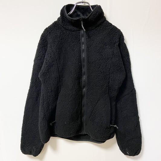 古着 used　champion　チャンピオン　長袖ボアフリースジャケット　フルジップ　レトロデザイン　黒　Mサイズ