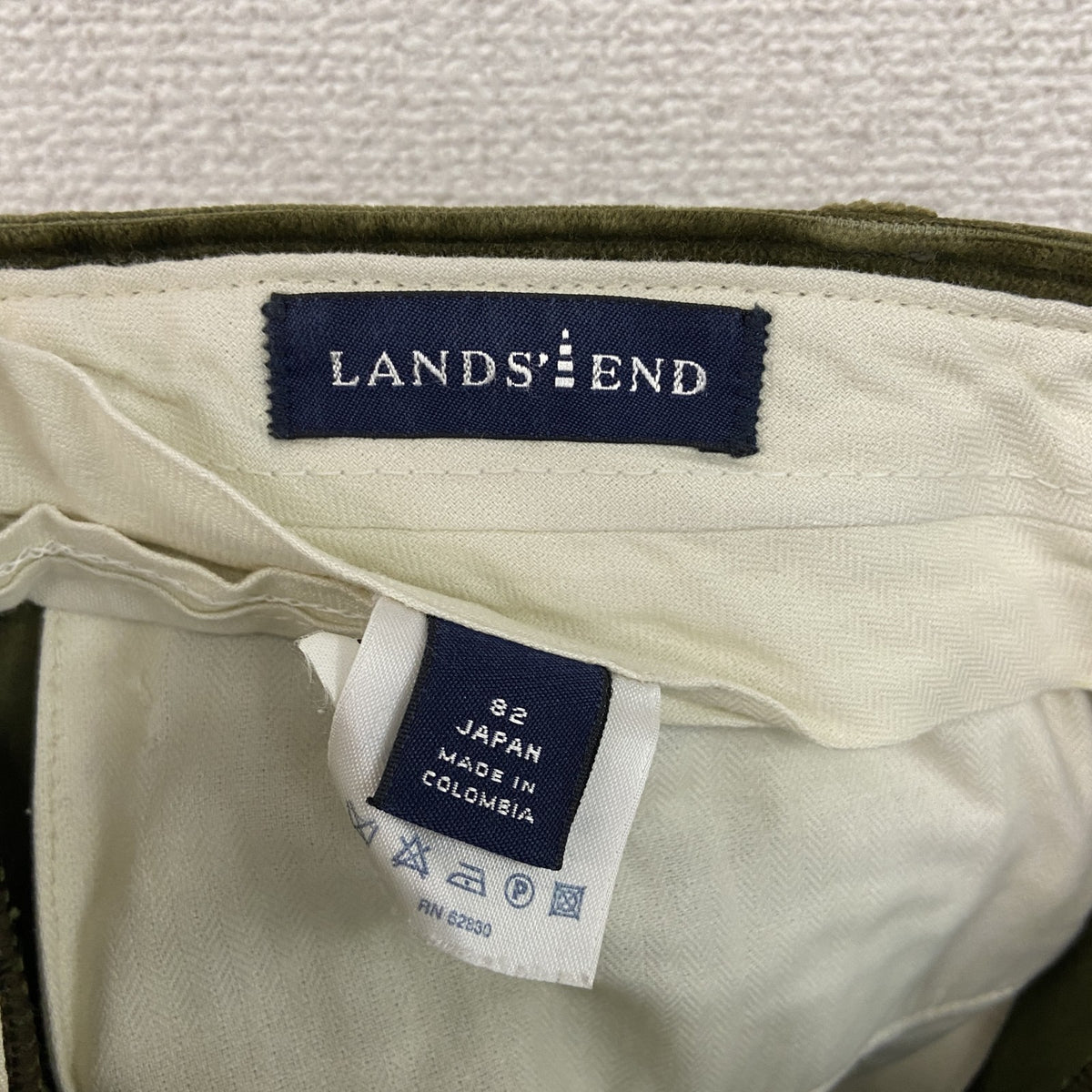 LANDS' END　ランズエンド　コーデュロイパンツ　カーキグリーン　82サイズ メンズ コットン 古着
