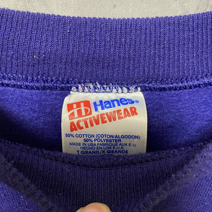 古着 used　Hanes　90s　90年代　長袖アニマル柄プリントスウェット　トレーナー　ラグランスリーブ　紫　オーバーサイズ