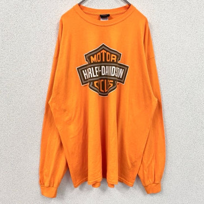 HARLEY DAVIDSON　ハーレーダビッドソン　長袖プリントTシャツ　橙色　オレンジ　2XLサイズ