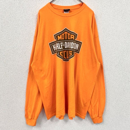 HARLEY DAVIDSON　ハーレーダビッドソン　長袖プリントTシャツ　橙色　オレンジ　2XLサイズ