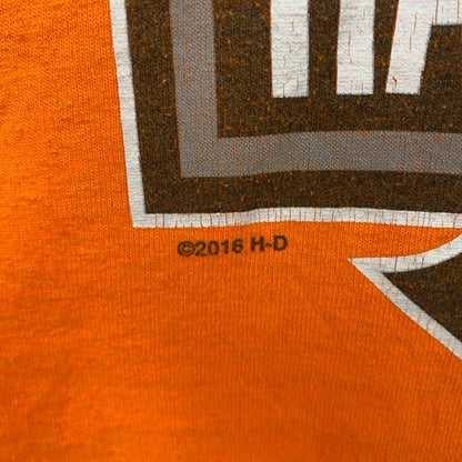 HARLEY DAVIDSON　ハーレーダビッドソン　長袖プリントTシャツ　橙色　オレンジ　2XLサイズ