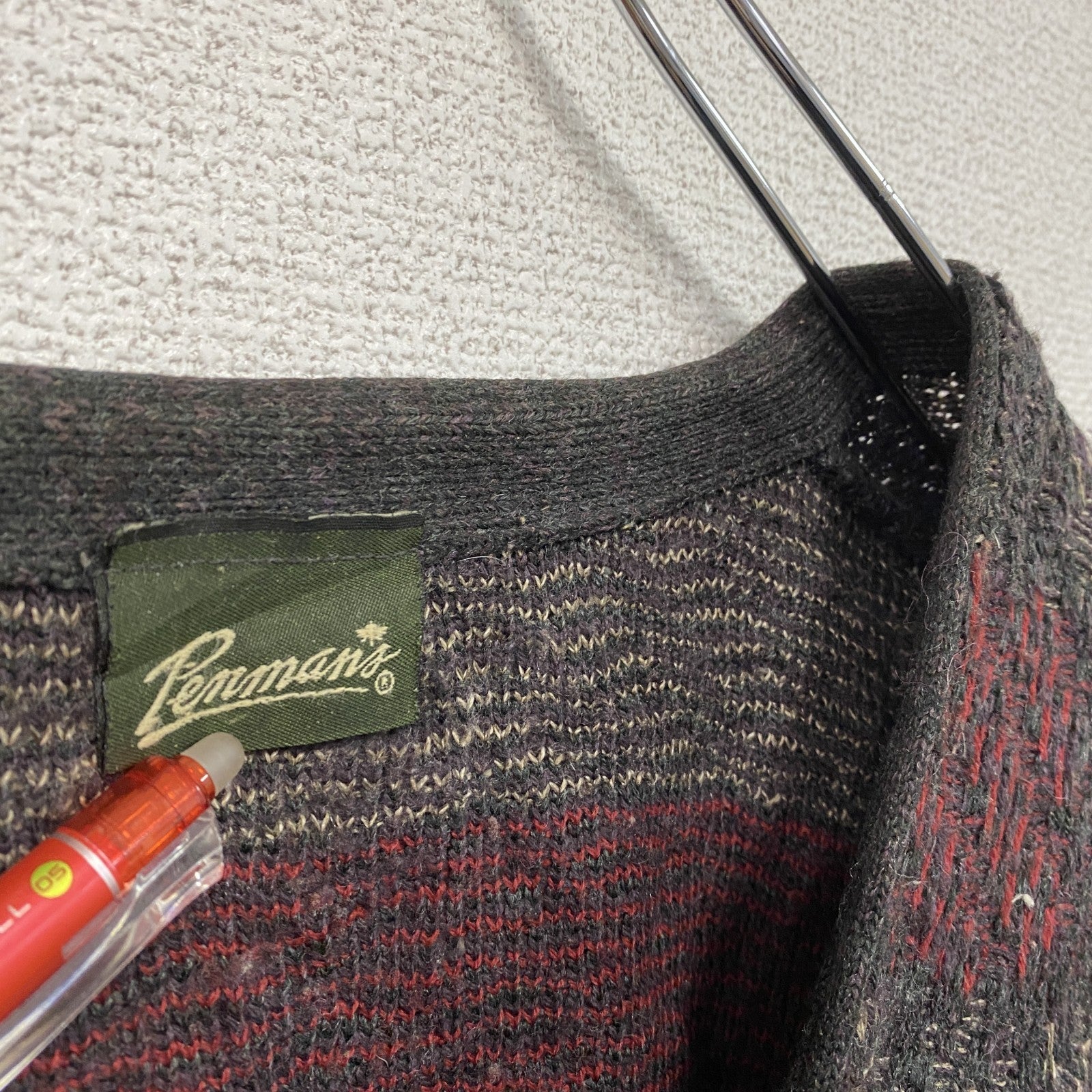 ～00s　Penman’s　ニットカーディガン　ヴィンテージ　総柄　マルチカラー　古着
