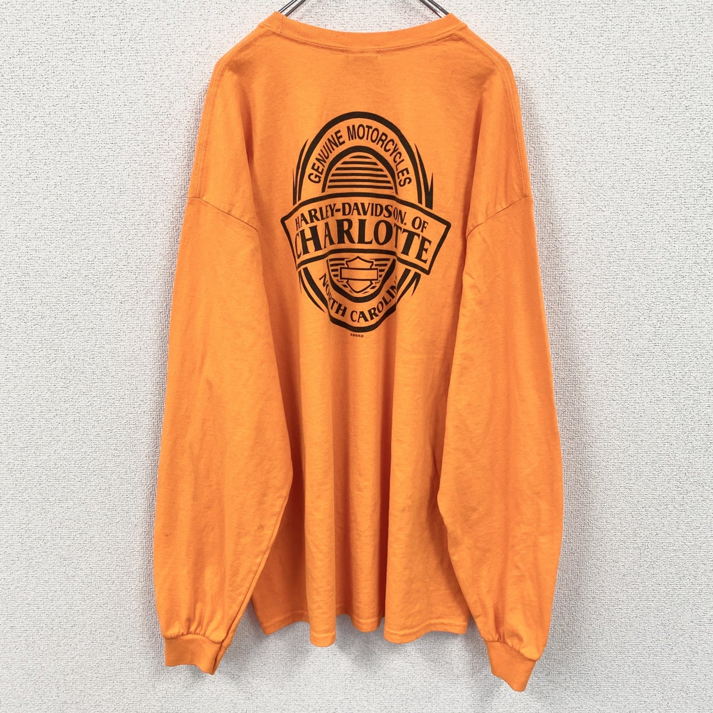 HARLEY DAVIDSON　ハーレーダビッドソン　長袖プリントTシャツ　橙色　オレンジ　2XLサイズ