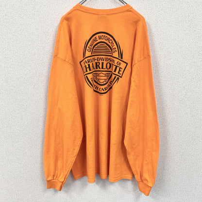 HARLEY DAVIDSON　ハーレーダビッドソン　長袖プリントTシャツ　橙色　オレンジ　2XLサイズ