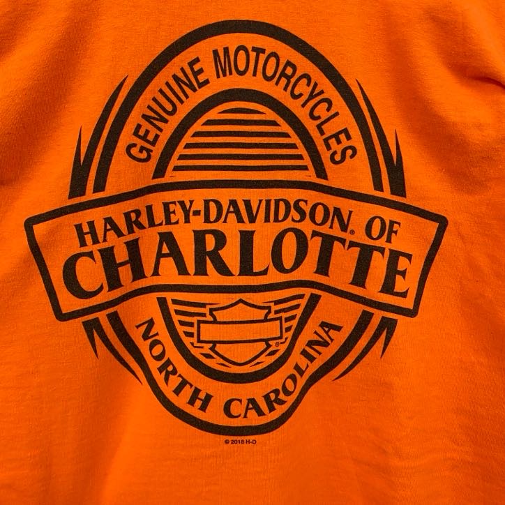 HARLEY DAVIDSON　ハーレーダビッドソン　長袖プリントTシャツ　橙色　オレンジ　2XLサイズ
