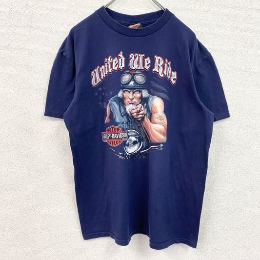HARLEY DAVIDSON　ハーレーダビッドソン　半袖プリントTシャツ　紺　ネイビー　Lサイズ