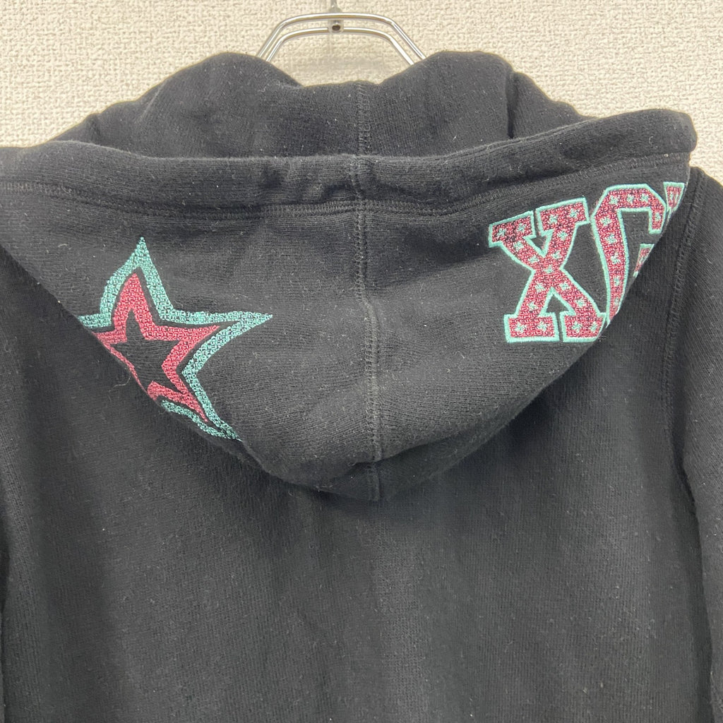 X-girl　エックスガール　フルジップスウェットパーカー/フーディー　星　star　黒　ブラック　2サイズ　古着