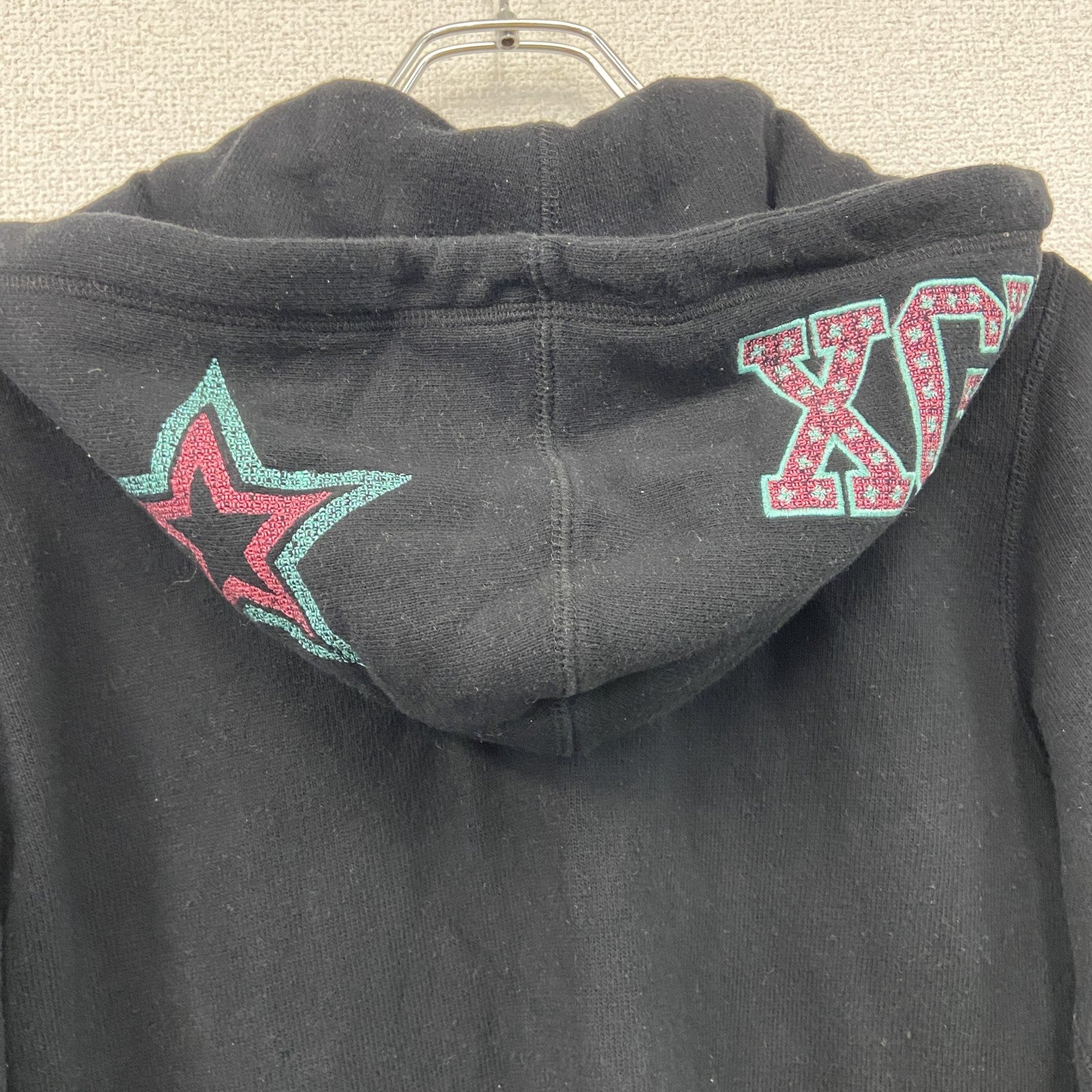 X-girl　エックスガール　フルジップスウェットパーカー/フーディー　星　star　黒　ブラック　2サイズ　古着