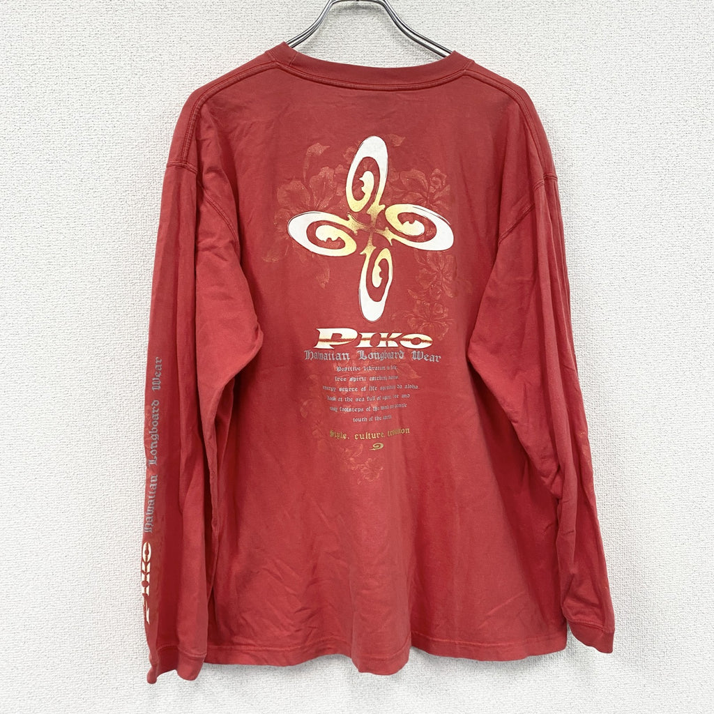 PIKO　ピコ　長袖Tシャツ/ロンT　赤　レッド　XLサイズ　古着