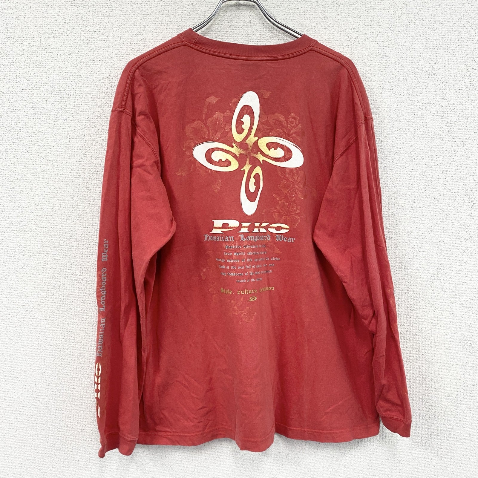 PIKO　ピコ　長袖Tシャツ/ロンT　赤　レッド　XLサイズ　古着