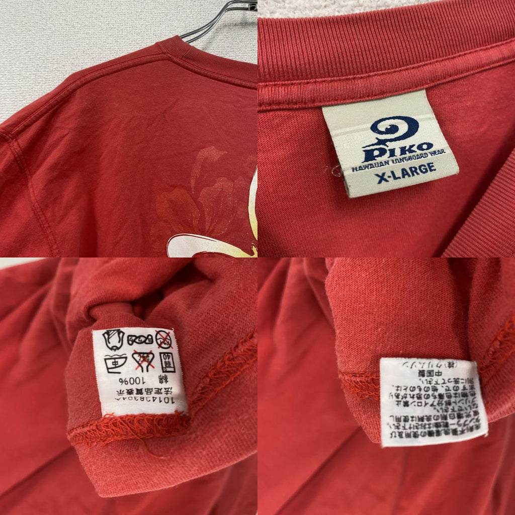 PIKO　ピコ　長袖Tシャツ/ロンT　赤　レッド　XLサイズ　古着